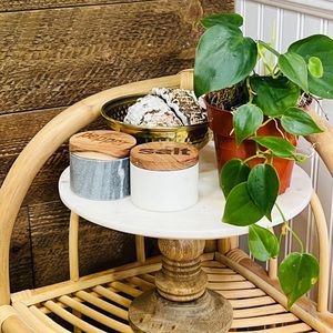 Marble Wood Pedestal Cake Stand Platter
Stand Display Round Pink White Tray